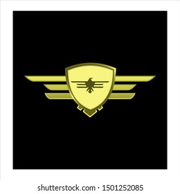 gold shield emblem with wings for gui