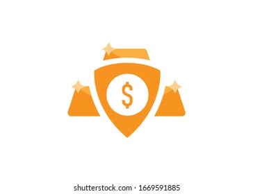 oro y escudo, seguridad de la inversión, icono vectorial