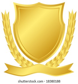 Gold shield and laurel wreath