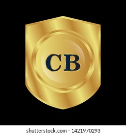 Gold shield with letter CB – Vintage luxury logo with the letter CB, Can be used for celebrations, anniversaries. Logo for your company. Victory logo for bussines. gold color