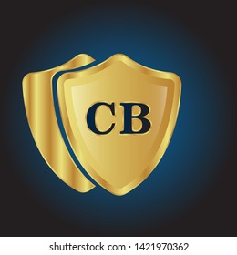 Gold shield with letter CB – Vintage luxury logo with the letter CB, Can be used for celebrations, anniversaries. Logo for your company. Victory logo for bussines. gold color