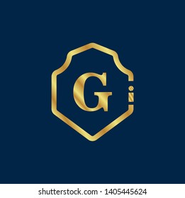 Gold shield with letter G – Vintage luxury logo with the letter G, Can be used for celebrations, anniversaries. Logo for your company. Victory logo for bussines. gold color 