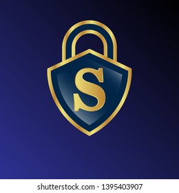 Gold shield with letter S – Vintage luxury logo with the letter S, Can be used for celebrations, anniversaries. Logo for your company. Victory logo for bussines. gold color