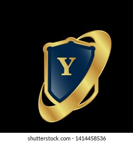 Gold shield with letter y – Vintage luxury logo with the letter y, Can be used for celebrations, anniversaries. Logo for your company. Victory logo for bussines. gold color
