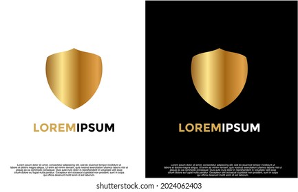 Gold shield logo design on isolated background template icon, vector