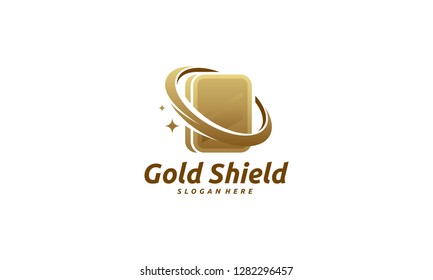 Gold Shield logo designs concept vector, Gold Bar Finance logo