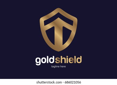 Gold Shield Logo Template Design Vector, Emblem, Design Concept, Creative Symbol, Icon