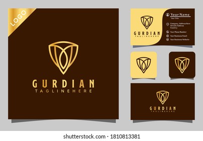 Gold shield luxury logo design inspiration vector illustration template