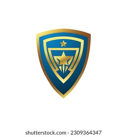 gold shield protection simple minimalist company logo vector illustration template design