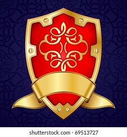 Gold shield with ribbon