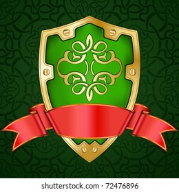 Gold shield with ribbon