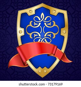 Gold shield with ribbon
