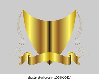 Gold shield ribbon logo vector