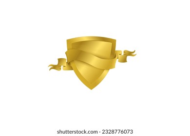 GOLD SHIELD AND GOLD RIBBON VECTOR