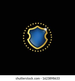 gold shield with shine effect. glossy emblem. seal,label.gold logo