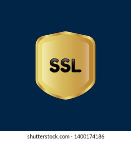 Gold shield with SSL text – Vintage luxury logo with the SSL text, Can be used for celebrations, anniversaries. Logo for your company. Victory logo for bussines. gold color