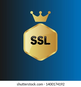 Gold shield with SSL text – Vintage luxury logo with the SSL text, Can be used for celebrations, anniversaries. Logo for your company. Victory logo for bussines. gold color