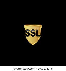 Gold shield with SSL text – Vintage luxury logo with the SSL text, Can be used for celebrations, anniversaries. Logo for your company. Victory logo for bussines. gold color