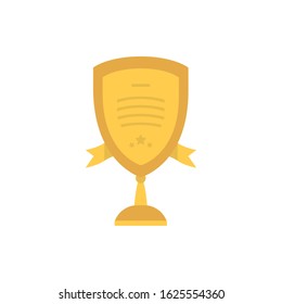 Gold shield trophy design, Winner first position competition success sport best leadership compete and challenge theme Vector illustration