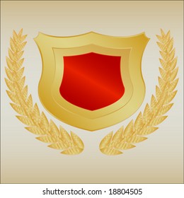 Gold shield and wreath with gradient