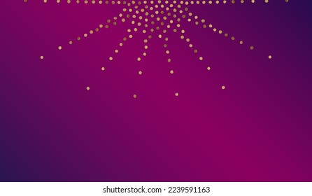 Gold Shine Christmas Vector Purple Background. Anniversary Circle Wallpaper. Golden Splash Paper Background. Glow Happy Pattern.