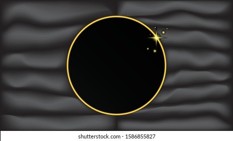gold shine circles in silver fabric with light stars background design template 