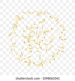 Gold shine of confetti. Abstract background with falling golden tiny confetti. Luxury festive background for your design, cards, invitations, gift, vip. Vector.