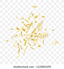 Gold shine of confetti. Abstract background with falling golden tiny confetti. Luxury festive background for your design, cards, invitations, gift, vip. Vector.
