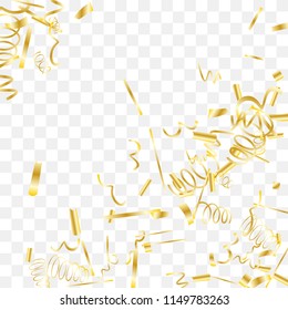 Gold shine of confetti. Abstract background with falling golden tiny confetti. Luxury festive background for your design, cards, invitations, gift, vip. Vector.