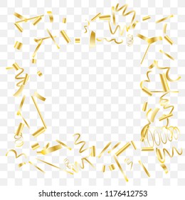 Gold shine of confetti. Abstract background with falling golden tiny confetti. Luxury festive background for your design, cards, invitations, gift, vip. Vector.