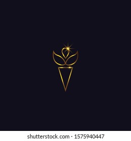 gold shine ice cream logo vector concept with modern and elegant styles