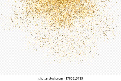 Gold Shine Isolated Transparent Background. Falling Sequin Card. Yellow Glow Glamour Texture. Splash Rich Wallpaper.