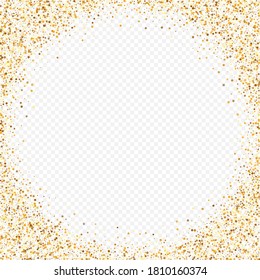 Dorado Brillo Aislado Fondo Transparente. Postal abstracta de lluvia. Fondo rico en brillo dorado. Papel tapiz de Círculo festivo.