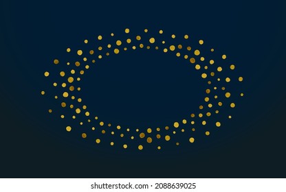 Gold Shine Isolated Vector Black Background. Glamour Round Pattern. Yellow Confetti Bridal Banner. Sparkle Rich Postcard.