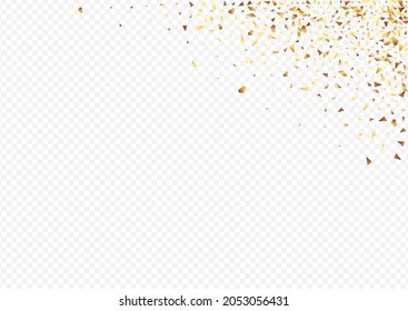 Gold Shine Luxury Transparent Background. Happy Dust Background. Golden Sequin Festive Design. Sparkle Christmas Card.