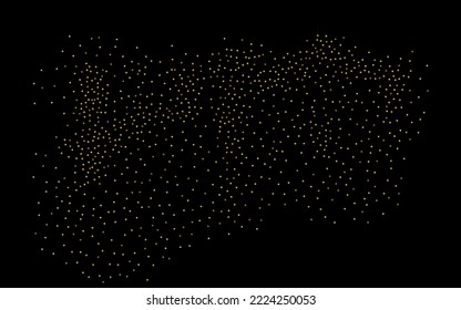 Dorado Brillo Moderno Vector fondo negro. Ilustración transparente de espárragos. La textura festiva de la lluvia brillante. Papel de escritorio rico en puntos.