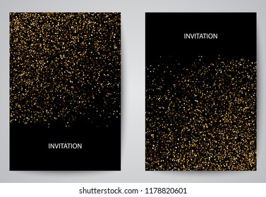 Gold shine particles .Vector invitation design template