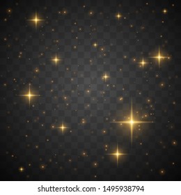 gold shine stars on transparent background