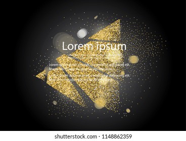 Gold shine template greeting card. Christmas decor. A festive label for posters, posters, banners, flyers and brochures. Sparkling dust. Golden shiny magic vector with gold particles isolated on a