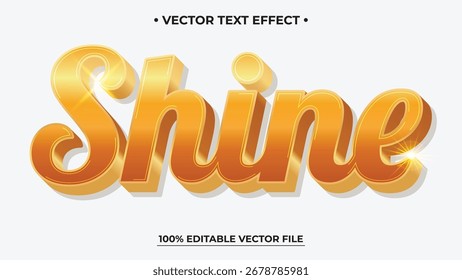 Efeito de Texto Brilhante Ouro com Estilo 3D e Clarão em Branco