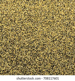 Gold shine texture on a black background. Abstraction of golden confetti. Element of design. Vector illustration. EPS 10.