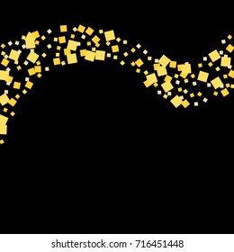 Gold shine texture on a black background. A splendid Christmas background. Abstraction of golden confetti on a black background. Element of design. Vector illustration. EPS 10.