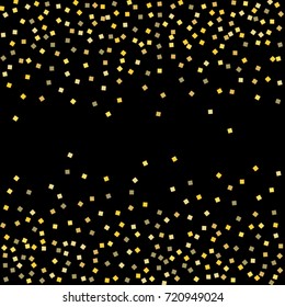 Gold shine texture on a black background. A splendid Christmas background. Abstraction of golden confetti on a black background. Element of design. Vector illustration. EPS 10.