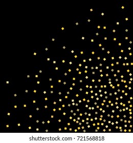 Gold shine texture on a black background. A splendid Christmas background. Abstraction of golden confetti on a black background. Element of design. Vector illustration. EPS 10.
