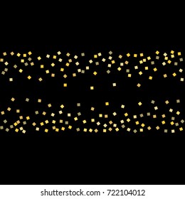 Gold shine texture on a black background. A splendid Christmas background. Abstraction of golden confetti on a black background. Element of design. Vector illustration. EPS 10.