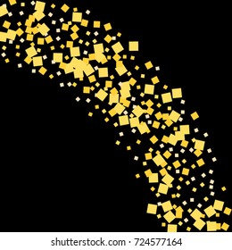Gold shine texture on a black background. A splendid Christmas background. Abstraction of golden confetti on a black background. Element of design. Vector illustration. EPS 10.
