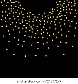 Gold shine texture on a black background. A splendid Christmas background. Abstraction of golden confetti on a black background. Element of design. Vector illustration. EPS 10.