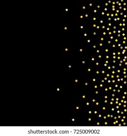 Gold shine texture on a black background. A splendid Christmas background. Abstraction of golden confetti on a black background. Element of design. Vector illustration. EPS 10.