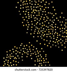 Gold shine texture on a black background. A splendid Christmas background. Abstraction of golden confetti on a black background. Element of design. Vector illustration. EPS 10.