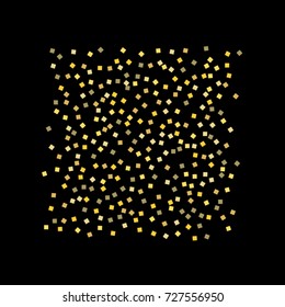 Gold shine texture on a black background. A splendid Christmas background. Abstraction of golden confetti on a black background. Element of design. Vector illustration. EPS 10.